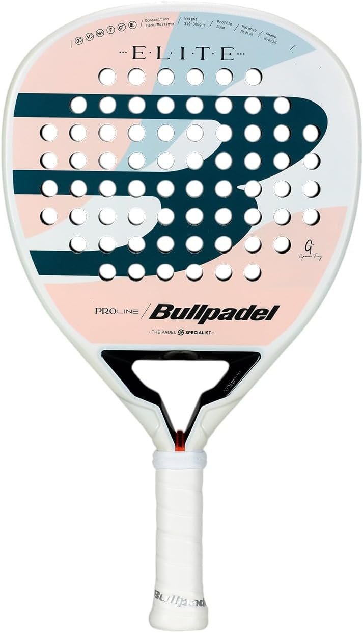BULLPADEL Padel Racket Elite Women 2025 Gemma Triay | Professional Teardrop Shape | XtendCarbon 3K & MultiEva Core | Air React Channel Aerodynamics & Vibradrive Control Balanced Power & Precision