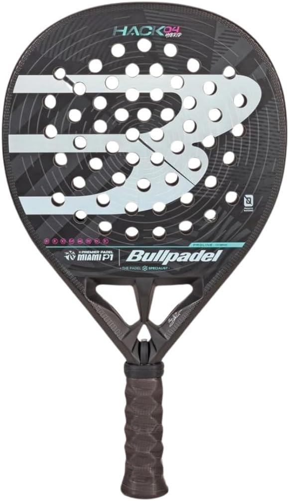 BULLPADEL Padel Racket HACK 04 Hybrid 2025 Miami Paquito Navarro | Limited Edition Diamond Shape | TRICARBON 3D & MULTIEVA Core | Channel Technology & Triple Bridge Stability | Elite Power & Control