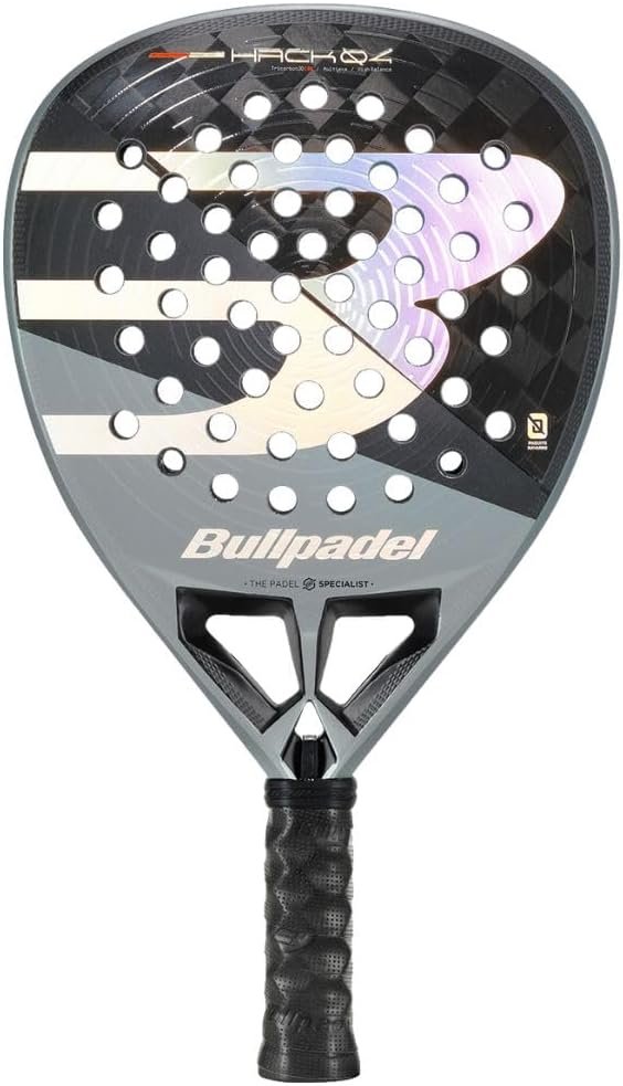 BULLPADEL Padel Racket HACK 04 2026 | Dynamic Power Pala Padel with Channel Aerodynamics | TriCarbon 18K Face, Multieva Core, Tricore Stability | Air React Channel Agility, Ease Vibe, Custom Weight