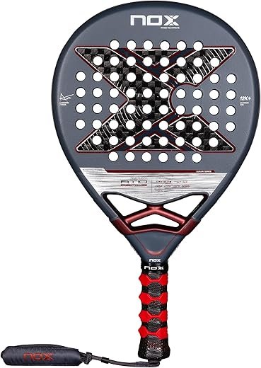 Padel Racket AT10 Genius 12K by Agustin Tapia 2025 | Luxury Series Teardrop Pala Padel | EOS Flap Aerodynamics & Custom Grip Technology | Carbon with MLD Black EVA Core Advanced Pala AVS Tech